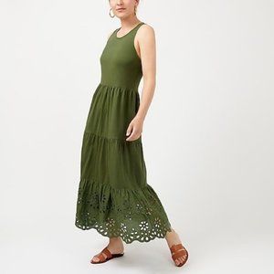 Tiered Knit Maxi Dress with Eyelet Trim